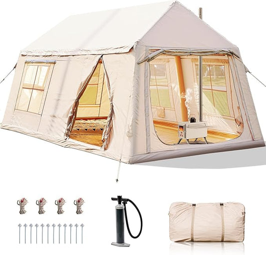 Inflatable Tents for Camping, Blow Up Tent with Hand Pump, Easy Setup InflatableTent 4 Season Tent, Waterproof Oxford Air Glamping Tents for Camping Adult 4/6/8 Person