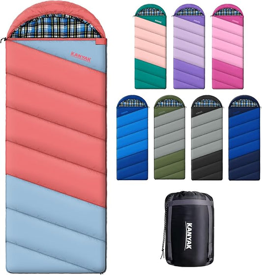 Cotton Flannel Liner Sleeping Bag for Adults Teens Kids, Cold Weather & Warm, 3-4 Seasons, Lightweight Compact Camping Essentials Equipment, Hiking, Outdoor, Travel