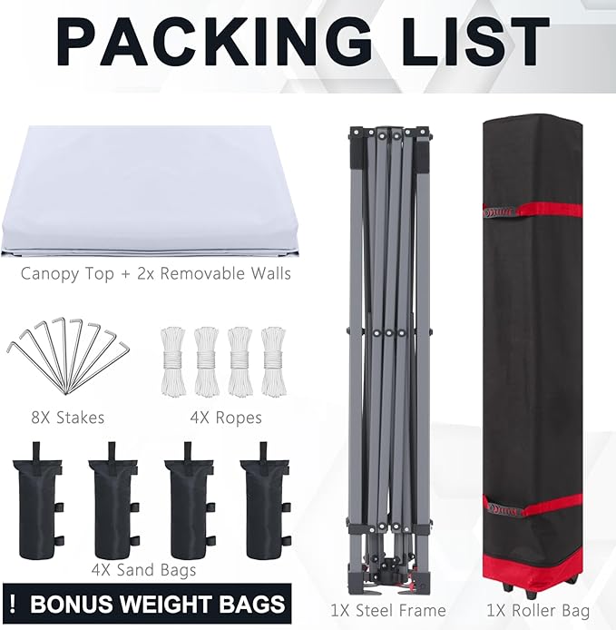 COOSHADE Pop Up Canopy Tent 10x10 with 2 Sidewalls, Outdoor Shade Instant Canopy Tents(White)