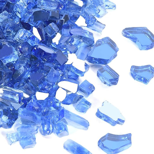 Firepit Glass Beads 20 Pounds, Cobalt Blue Fire Glass for Propane FirePit, Fireplace and Outdoor Decorative, 1/4 Inch Reflective Fire Rocks