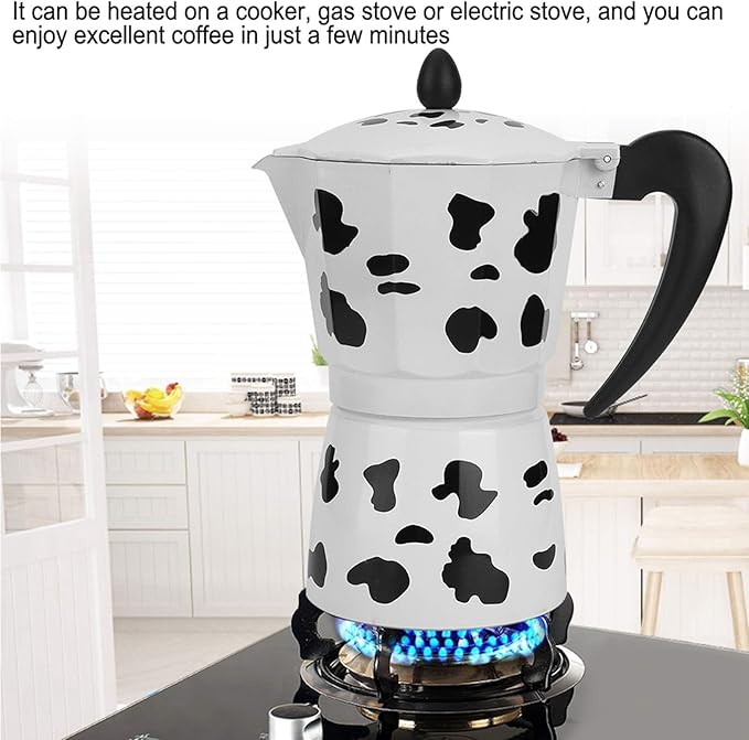 Coffee Pot,Coffee Pot Household Hand Pour Kettle Concentrated Milk Cow Color with Italy Aluminium for Kettle Boil for Home Cafe Outdoor Activities Camping Travel (6 Cups 300ML)