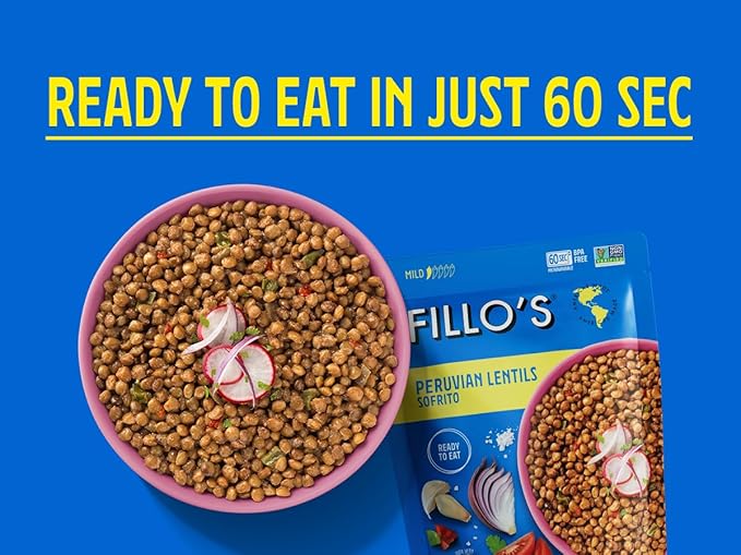 Fillo's Ready to Eat Variety Pack | Black Beans, Lentils, Pinto Beans, Mayocoba Beans | Gluten-Free, Preservative-Free, Microwavable Meals, Non-GMO, Vegan, Plant Protein, 10 oz Pk of 6
