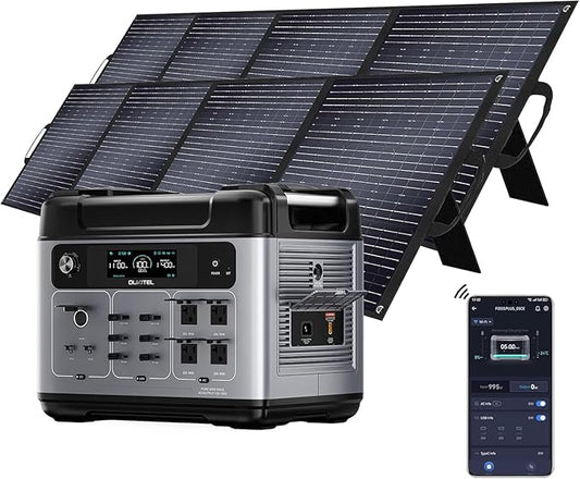 OUKITEL P2001 Plus 2400W Solar Generator with 2x200W Solar Panels, 2048Wh Solar power station, 1800W Fast Charging, Smart APP Control Emergency Power Station for Home, Camping, Outdoor Battery Backup