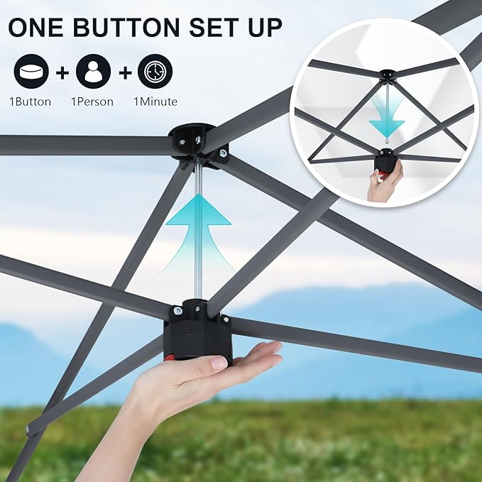 COOSHADE Pop Up Canopy Tent 10x10 with 2 Sidewalls, Outdoor Shade Instant Canopy Tents, Turquiose