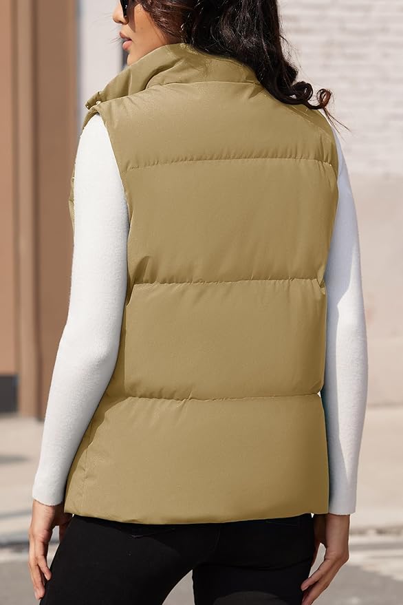 MAGCOMSEN Women's Puffer Down Vest Oversized Zip Up Outerwear Lightweight Winter Padded Gilet Jacket with Pockets