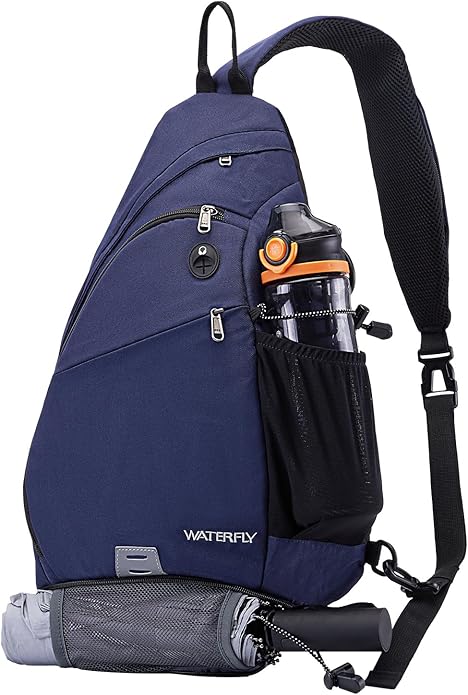WATERFLY Large Crossbody Sling Bag: Over Shoulder Backpack Daypack Casual Cross Chest Side Pack