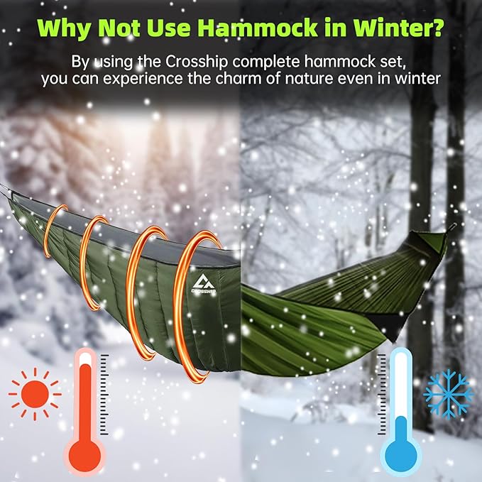 Camping Hammock with Mosquito Net & Hammock Underquilt and Rain Fly Tarp - Portable for Indoor, Outdoor, Hiking, Backpacking, Backyard, Beach & Travel (Hold Up to 500lbs)