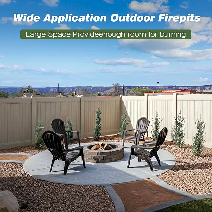 Fire Pit Ring Outdoor Wood Burning Fire Pit Liner 27.5 Inch Camping Fire Ring Painted Steel Firepit Ring Heavy Duty Campfire Ring Above or In-Ground for Bonfire Outdoor Backyard