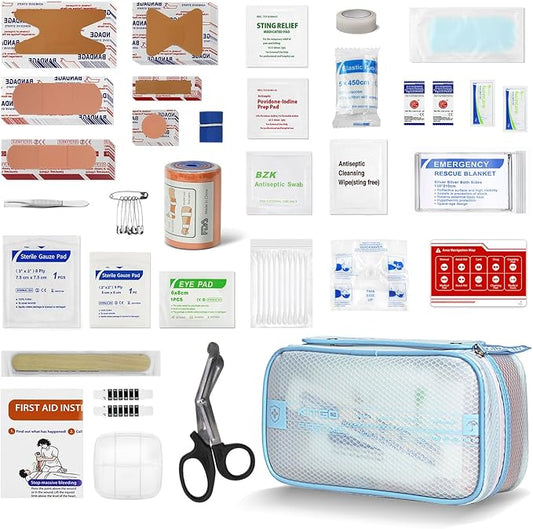 Kitgo First Aid Kit for Home Friend Lover with Essential Emergency Medical Supplies Simple and Portable for Home,Dorm,Outdoor,Car -Blue