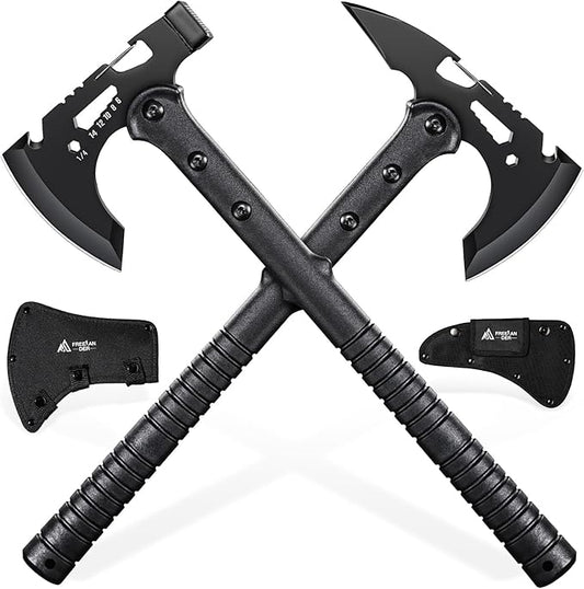 Freelander Tactical Axe 2 Pack, Sharp Tomahawk with Sheath, Portable Tomahawk with Clip and Bottle Opener, Durable Survival Hatchet for Emergency, Hiking and Camping
