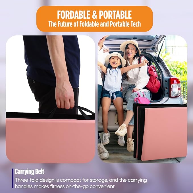 Gymnastics Mats Foldable Tumbling Mats Portable Gymnastics Exercise Mat 2'x6'/2.5'x6.4'/4'x6'/4'x8'/4'x10'/ Gymnastics Tumbling Mats Pad Home Exercise Panel Mat With Carrying Handles