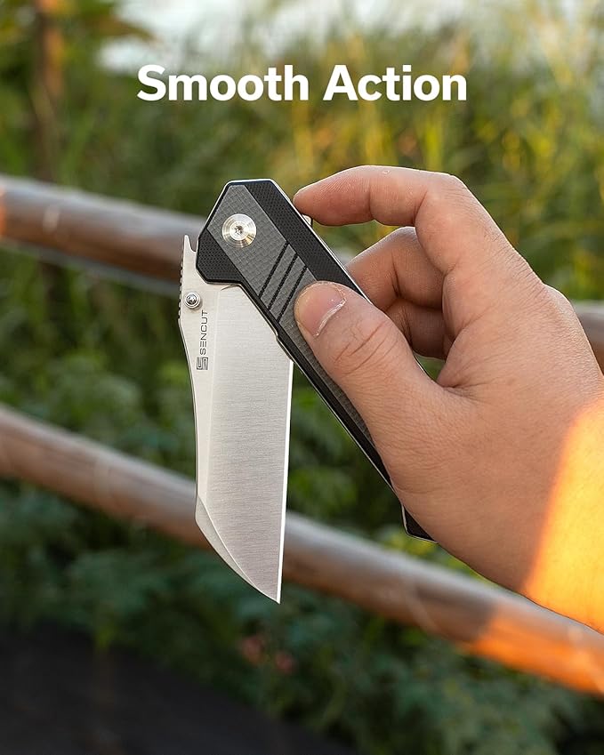 SENCUT Draxor Folding Pocket Knife for EDC, Camping Knife with 3.7'' 9Cr18MoV Blade & G10 Handle, Gift for Men Women (Gray)