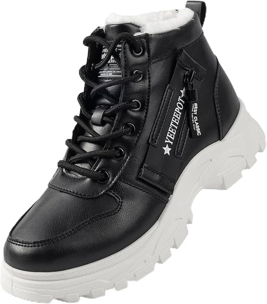 Womens Snow Boots Warm Winter Boots Ladies Fur Lined Ankle Boots Lace Up Outdoor Booties Anti-Slip Sneakers Waterproof Walking Shoes