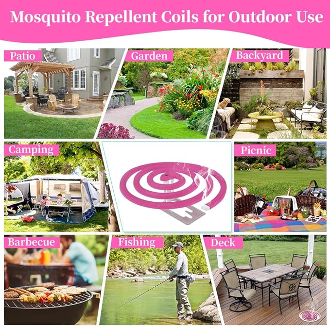16 Pack Natural Mosquito Coils with 1 Holder & 6 Stands, Long-Lasting Outdoor Mosquito Repellent for Patio, Camping, Yard, Garden, Backyard, 4-5 Hours Burn Time, Effective Citronella Mosquito Killer