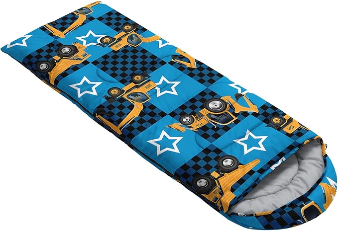 Kids Sleeping Bag for Boys Girls,Checkerboard Cat Print-Lightweight Warm Portable Outdoor Indoor-Waterproof Cold Weather Resistant Sleeping Bag for Camping Hiking