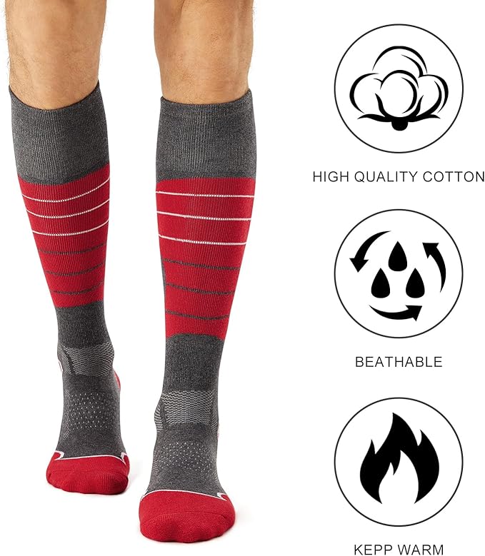 CS CELERSPORT 2/3/4 Pack Ski Socks for Men and Women Skiing, Snowboarding, Winter Performance Socks