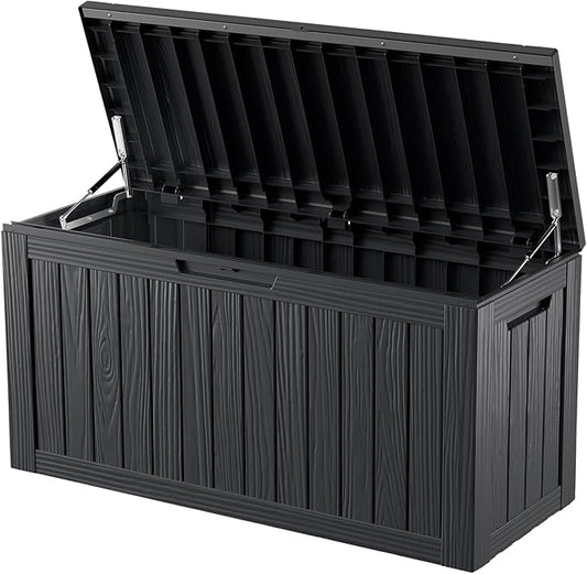 80 Gallon Outdoor Cushion Storage - Waterproof Deck Storage Box & Patio Storage Box, SpaceMax Resin Chest with Lock for Pool/Garden Tools, UV-Resistant, Onyx Black