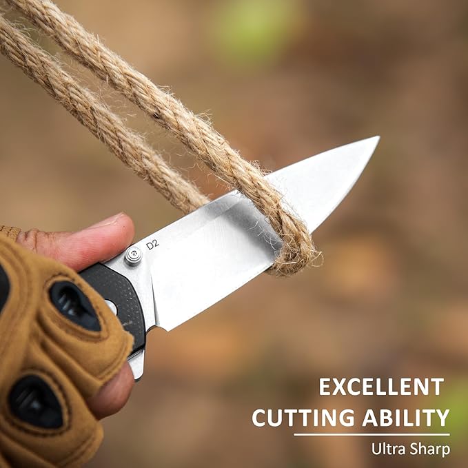 Pocket Knife for EDC, 3.54” D2 Blade Micarta Handle Flipper Folding Knife for Men Women with Thumb Stud & Deep Clip for Utility Daily Carry Camping Hiking Fishing