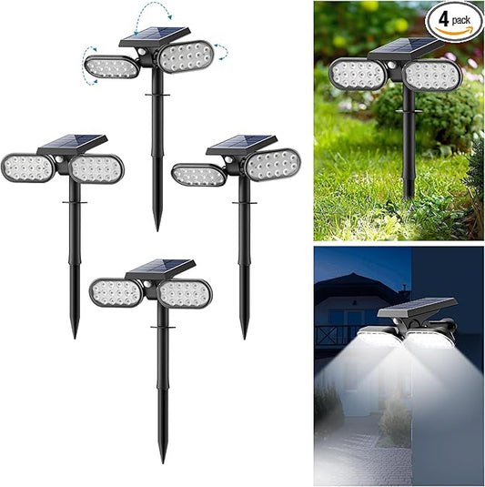 Sunvivo Motion Solar Lights Outdoor,Ground Path Lights or Wall Floodlight,Stay On or Motion Sensor Mode,Dusk to Dawn Security Light,Cordless,360° rotatable Spotlights for Path Yard Driveway,4-Pack