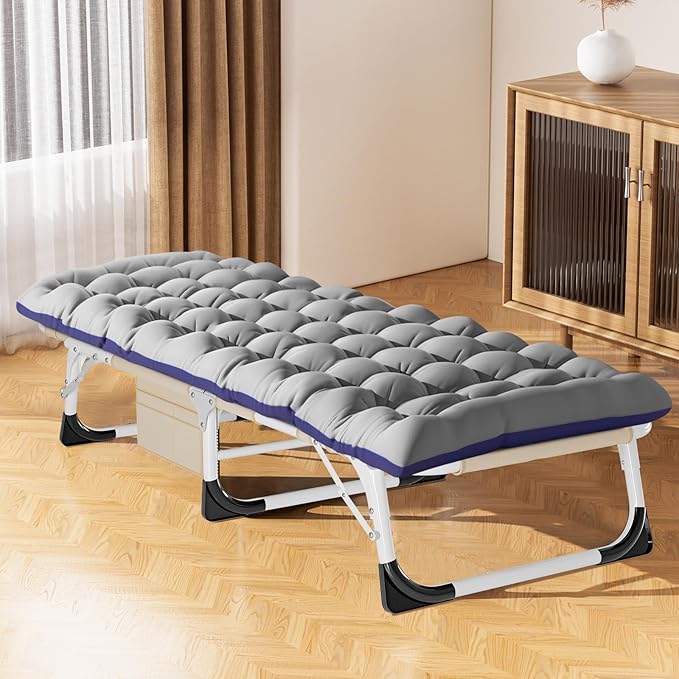 Slsy Folding Camping Cot for Adults with Pad, Padded Portable Sleeping Cots, Camp Bed with Carry Bag for Outdoor Travel, Beach, Hiking