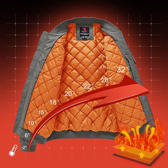 Gopune Men's Windproof Bomber Jacket Warm Water Resistant Windbreaker Winter Outwear Quilted Jackets Coats