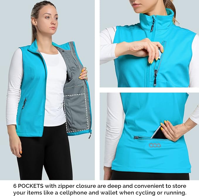 33,000ft Women's Lightweight Running Vest Outerwear with Pockets, Windproof Sleeveless Jacket for Golf Hiking Travel