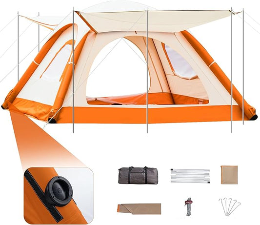 Automatic Large Tent for Camping 4 Person, Waterproof Tents for Camping, Windproof Inflatable Tents with Mosquito Screen Window, Camping Tent for Traveling, Beach