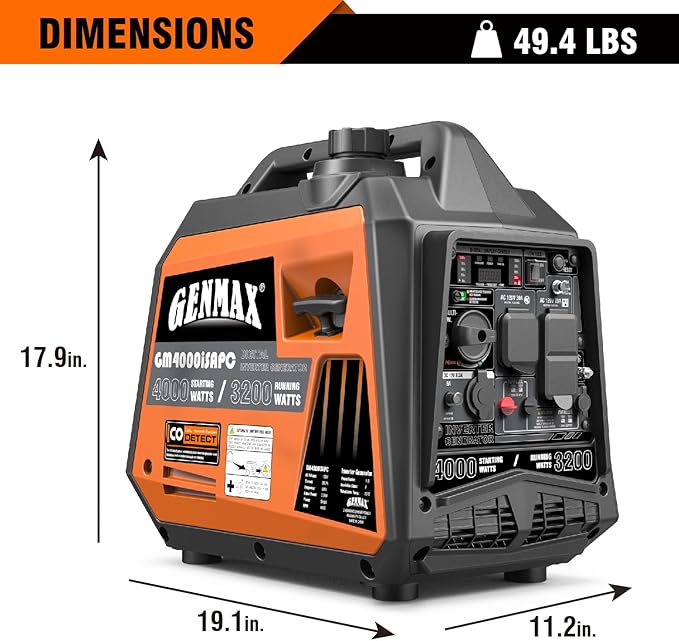 GENMAX Generator，EPA Compliant, Eco-Mode Feature, Ultra Lightweight for Backup Home Use & Camping