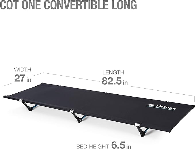 Helinox Cot One Lightweight, Compact, Collapsible, Portable Camping Cot, Long, Black