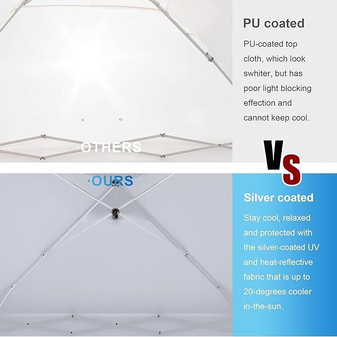SANWAY 10x10 Pop Up Canopy Tent with Sidewalls x 4 – Easy Setup Canopy Tent, Waterproof, UV-Resistant, Portable with Carry Bag for Outdoor Events, Camping, and Backyard Parties – Silver White