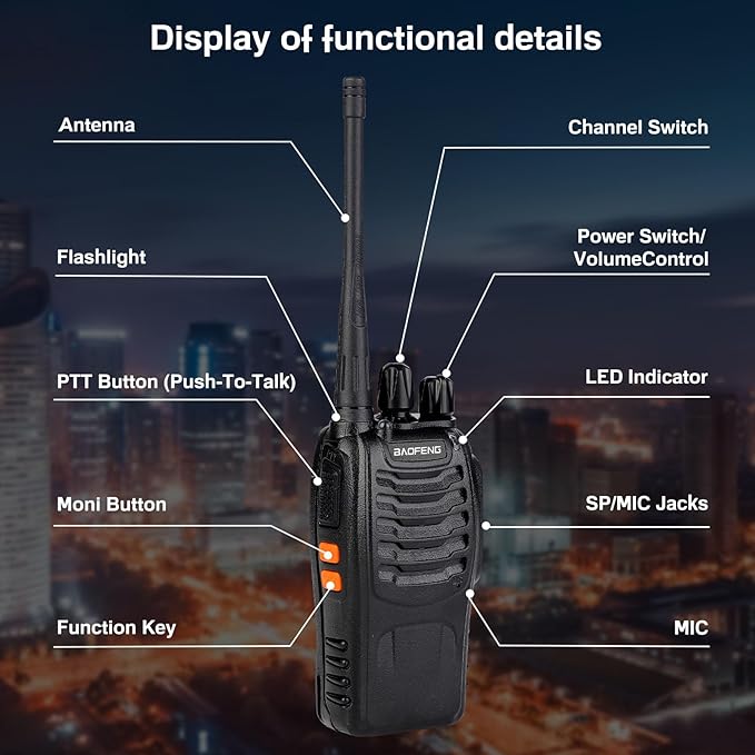 Baofeng Walkie Talkies 888S Rechargeable Long Range with Earpieces for Adults, 16 Channel Professional Radio Handheld Two Way Radios Li-ion Battery and Charger Included (12pack with 12earpiece)