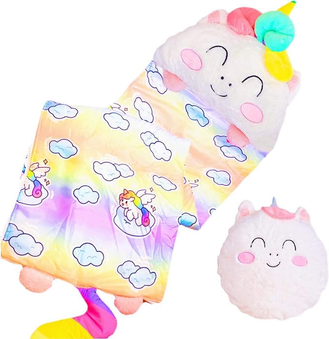 Sleeping Bag for Kids, Preschool Nap Mat, Toddler Sleeping Bag with Pillow for Daycare, Ages 3+, Large Size