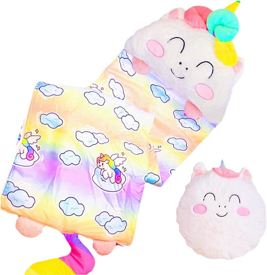 Sleeping Bag for Kids, Preschool Nap Mat, Toddler Sleeping Bag with Pillow for Daycare, Ages 3+, Large Size