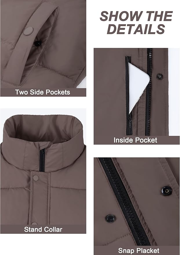 Fengbay Womens Puffer Vest Sleeveless Puffy Cropped Vests Stand Collar Vest Lightweight Bubble Quilted Vests Trendy 2025