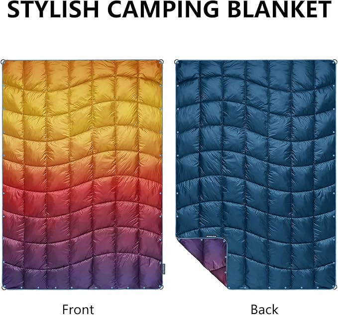 Camping Blanket, Packable Puffy Blanket Down Alternative Blanket Lightweight Windproof Water Resistant for Outdoors,Hiking, Backpacking,Beach,Car,Picnic,Stadium 52x75in