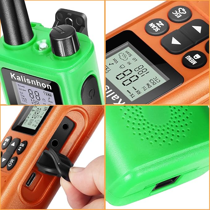 Walkie Talkies Long Range with Call Alert NOAA Dual Watch Flashlight LCD Display VOX 22 Channels, Walkie Talkies for Adults with Charging Dock and Earpieces Li-ion Battery（2 Pack）
