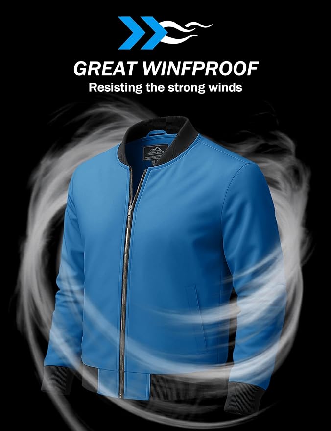 MAGCOMSEN Men's Bomber Jacket Lightweight Casual Zip Up Windbreaker Spring Fall Golf Coat with Pockets