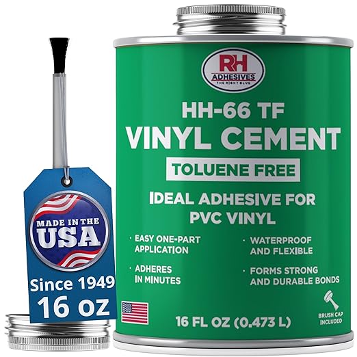HH-66 Toluene Free Vinyl Cement, 16 oz. can - Vinyl Adhesive, Cement Glue, Repair Glue, Inflatables, Pool Liner, Tarps, Tents, Awnings, Mats, Covers, Waterproof, High Strength, RH Adhesives