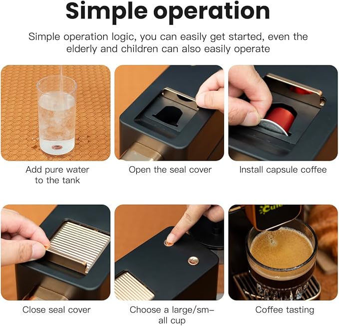 Mini Espresso Coffee Machine for Capsules Compatible with Nespresso OriginalL Machine, Espresso Maker Single Serve, Bestpresso Coffee Capsules Peet's Espresso more (Black)