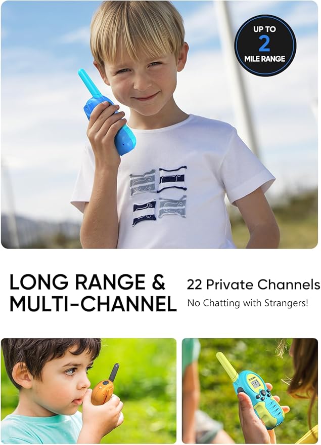 FOREDOM Rechargeable Walkie Talkies for Kids Walkie Talkies Long Range for Boy & Girl Age 3 to 12 Year Old Birthday Toys - 3 Pack