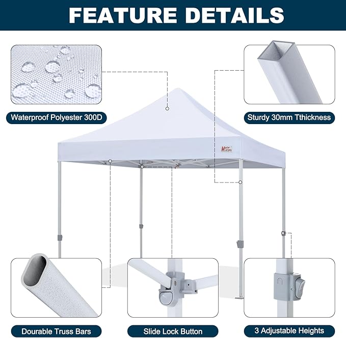 MASTERCANOPY Pop Up Canopy Tent Commercial Grade 10x10 Instant Shelter (White)