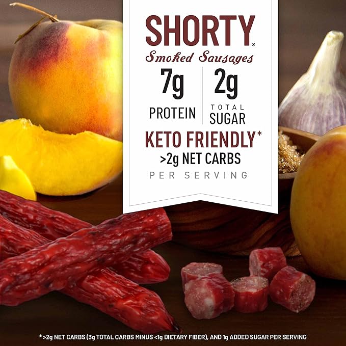 Duke's Pork Hickory Peach BBQ Smoked Shorty Sausages, 7g Protein Per Serving, 5 oz. (Pack of 8)