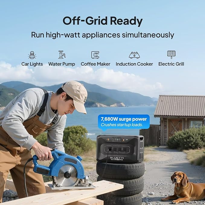 BLUETTI Apex 300 Solar Generator (2025 New) with 3 200W Solar Panels, 2764.8Wh LFP Battery Backup with 6 3840W AC Outlets (7680W Surge), 120V/240V Dual Voltage, Ideal for Camping and Off-Grid Living