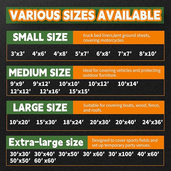 RAINDEWAY Tarps Heavy Duty Waterproof 12x25 Feet,10Mil Thick Multipurpose Poly Tarp Cover with Metal Grommets and Reinforced Edges,Silver/Brown Tarp