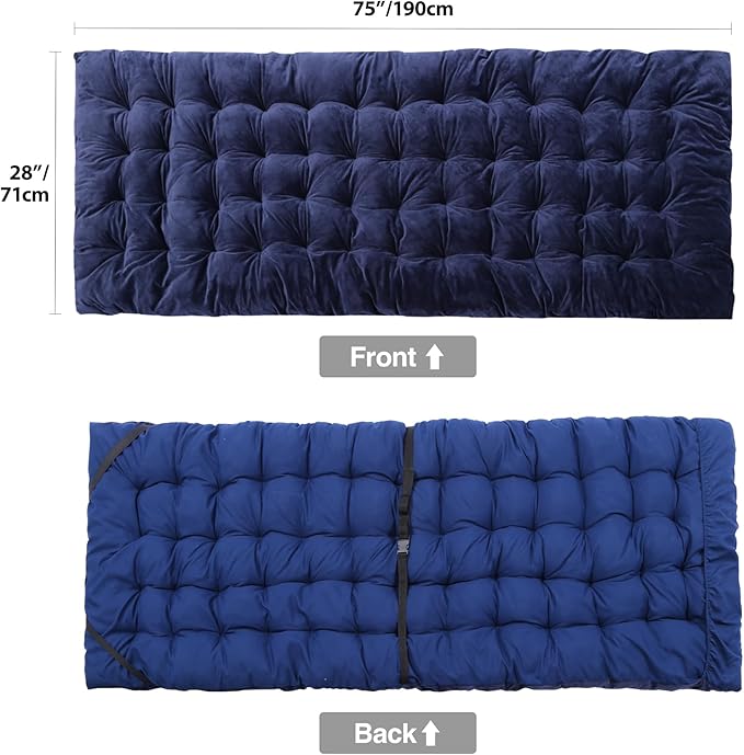REDCAMP Extra Thick Folding Sleeping Cot Pads, Comfortable Soft Velvet Cotton Camping Cot Mattress Pad for Hiking, Backpacking, Blue 75"x28"
