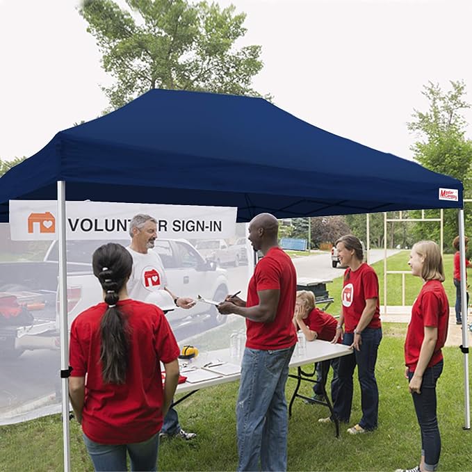 MASTERCANOPY Heavy Duty Pop-up Canopy Tent with Sidewalls (10x15,Navy Blue)