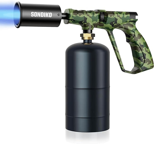 Sondiko Propane Torch Head, Powerful Kitchen Torch for Cooking, BBQ, Sous Vide and Steak Searing, Adjustable Blow Torch - Perfect Campfire Charcoal Starter(Propane Tank Not Included)