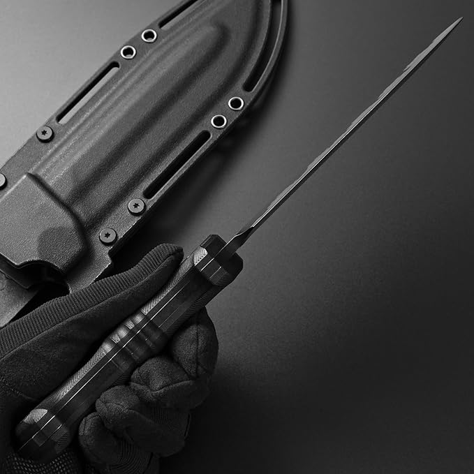 GTK7 Fixed Blade Knife DC53 Steel Blade Full Tang Nylon Fiberglass Handle EDC Fixed Knifes for Outdoor Camping Bushcraft (black)