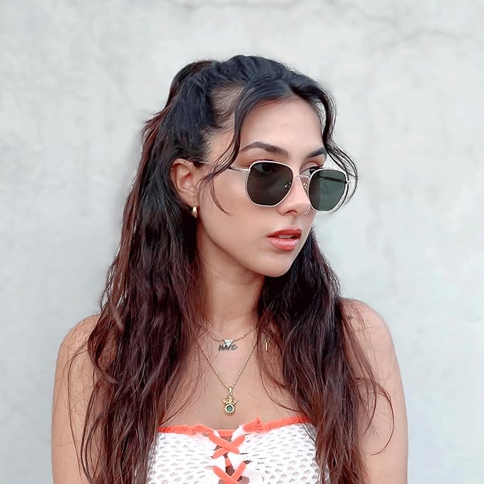 ZENOTTIC Hexagon Polarized Retro Sunglasses for Men Women-Vintage Metal Frame Design UV Protection Trendy Fashion Shades