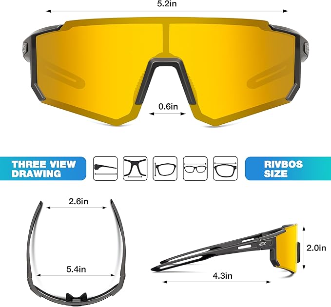 RIVBOS Youth Baseball Sunglasses for Kids(Boys&Girls) Polarized UV Protection Cycling Glasses RYS008